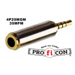 4P25MGM 35MFM Pro.fi.con golden plated metallic adaptor 4p 2.5mm male to 3.5mm female άριστης ποιότητας επίχρυσο μεταλλικός μετατροπέας φις αρσενικό σε θηλυκό